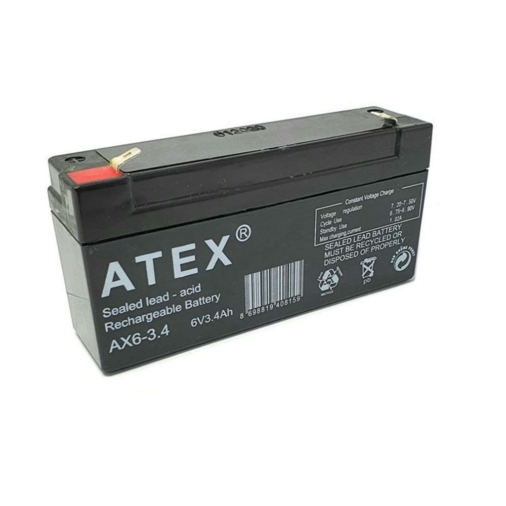 Atex 6 Volt 3.4 Amper Kuru Akü