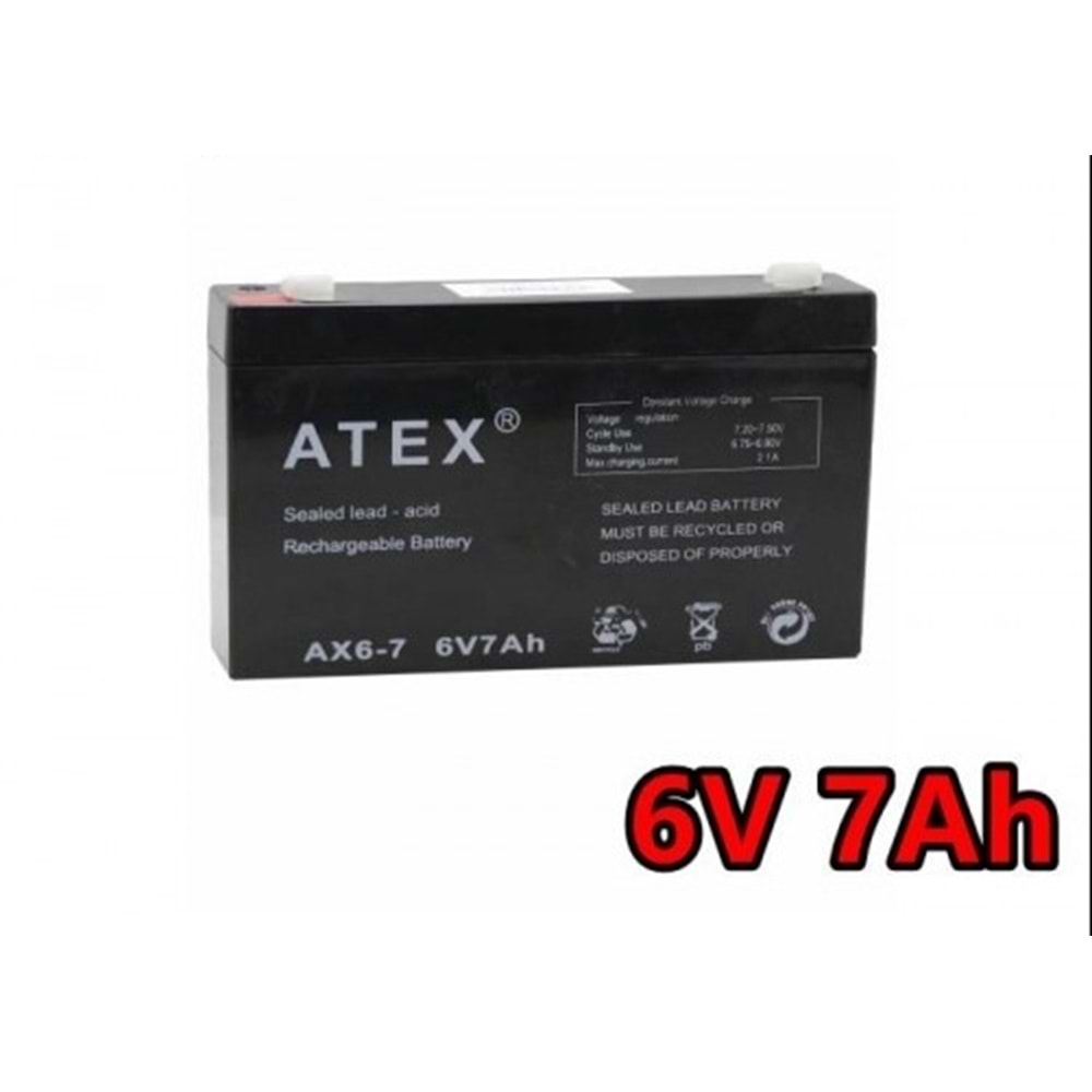 Atex 6 Volt 7 Amper Kuru Akü