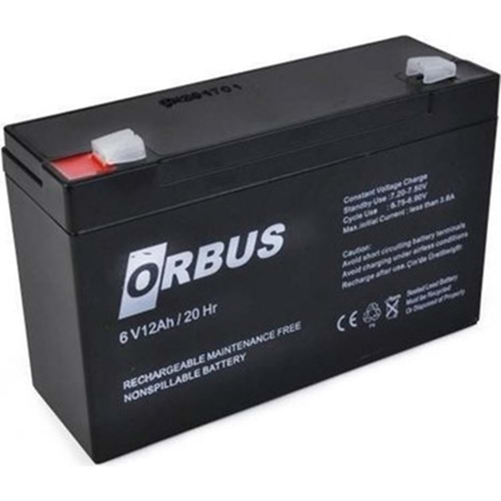 Orbus 6 Volt 12 Amper 150x50x94mm Kuru Akü