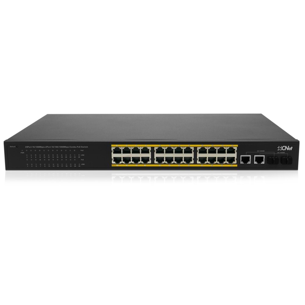 Cnet CSH2422GSP 24+2+2 24 Port 10/100 PoE, 2xRJ45, 2xSFP Combo Port 300W PoE Switch