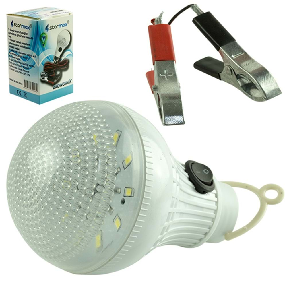 Starmax SM-2104 12 Volt+7 Watt+4 Metre+Kablolu Seyyar Şarjlı Ampul led