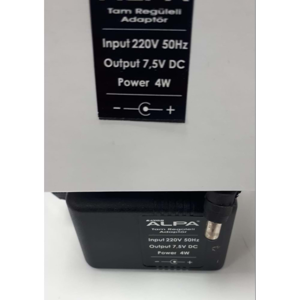 Alpa ADR04-DC7.5V 4 Watt 7.5 Volt Tam Regüleli DC Adaptör