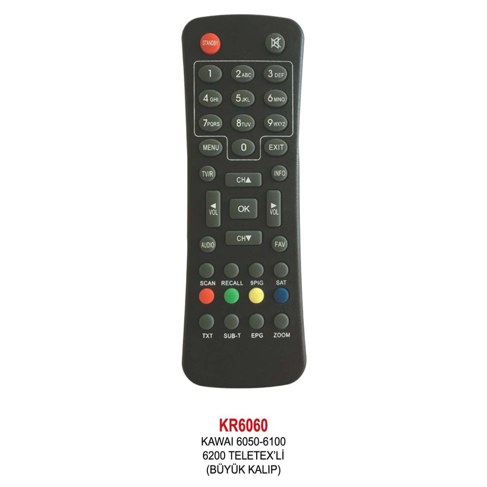 Swat KR6060 Kawai Teletexli (Büyük Kalıp) Uydu Kumandası=IRU6060=Maza 1656=Weko 2303*B