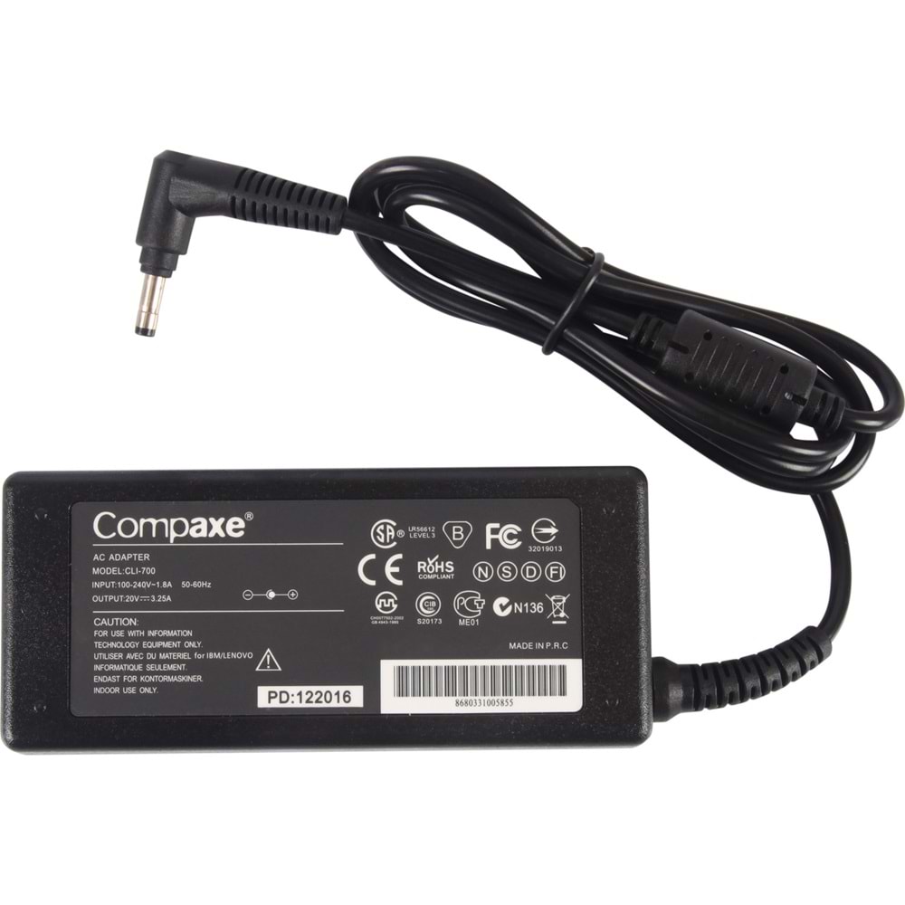 Compaxe CLI-700 20 Volt 3.25 Amper 4.0mm x 1.7 Notebook Adaptör