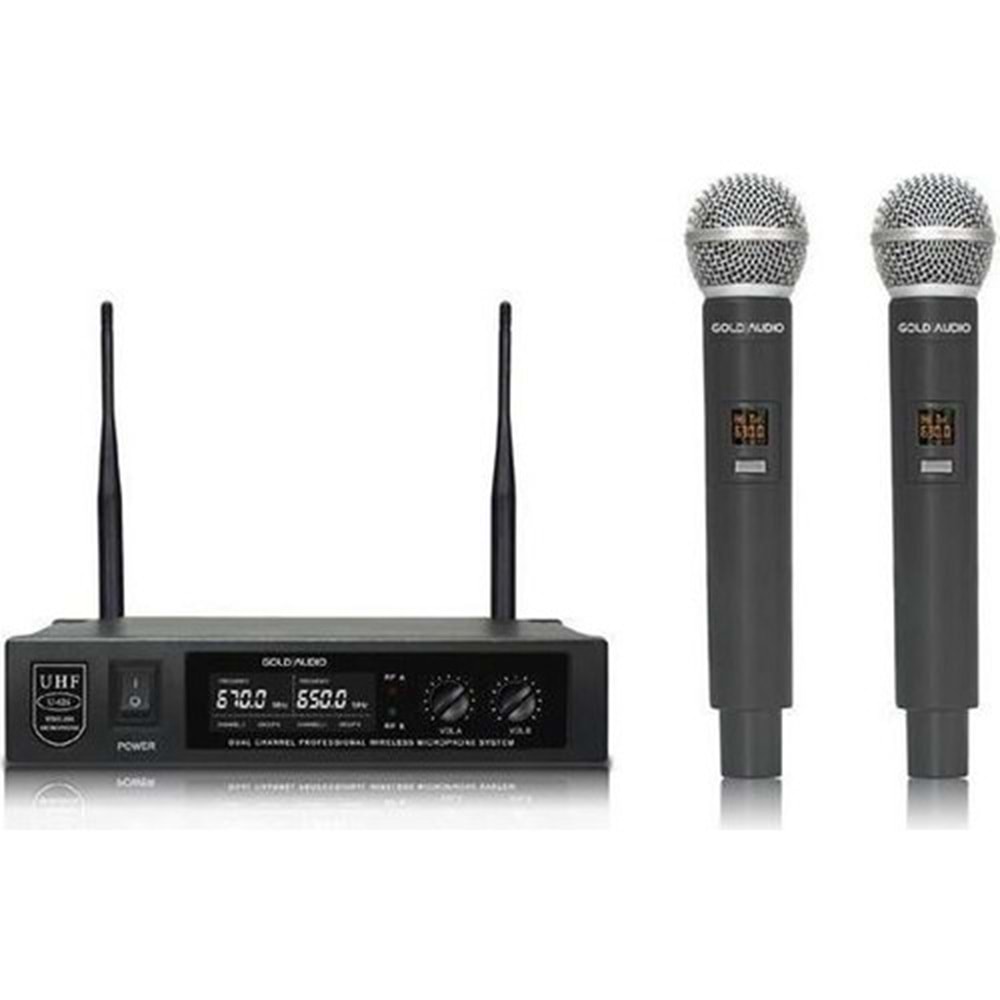 Gold Audio U-626EE Kablosuz 2 Li El+El UHF Mikrofonu