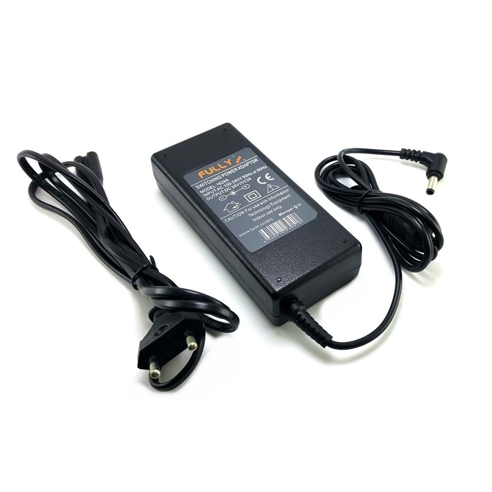 Fully O1624A 24 Volt 3 Amper 5.5 X 2.5 mm Plastik Kasa Adaptör