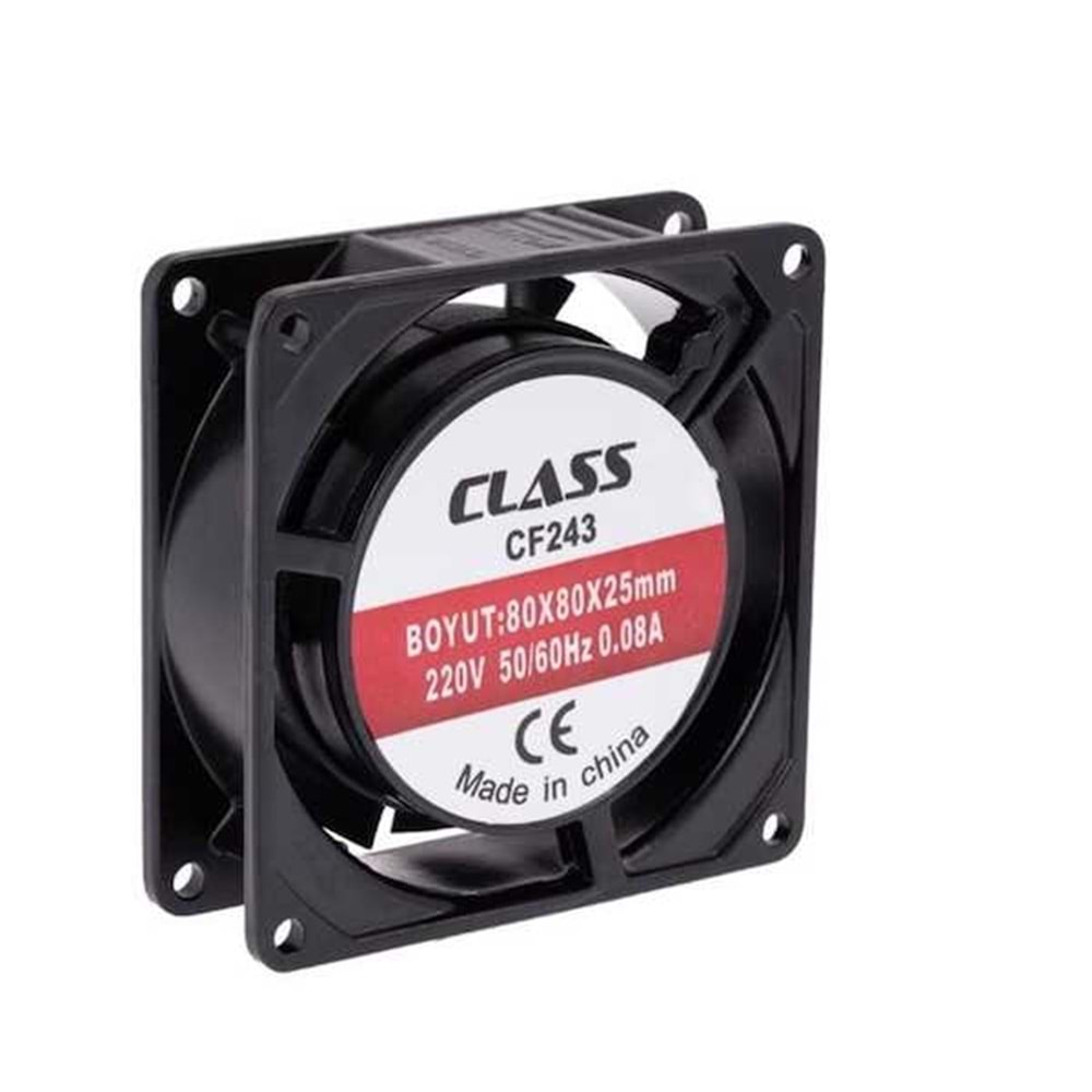 Class CF-243 80X80X25 AC 220 Volt 2 Pin 50/60 Hz 0.08A Fan