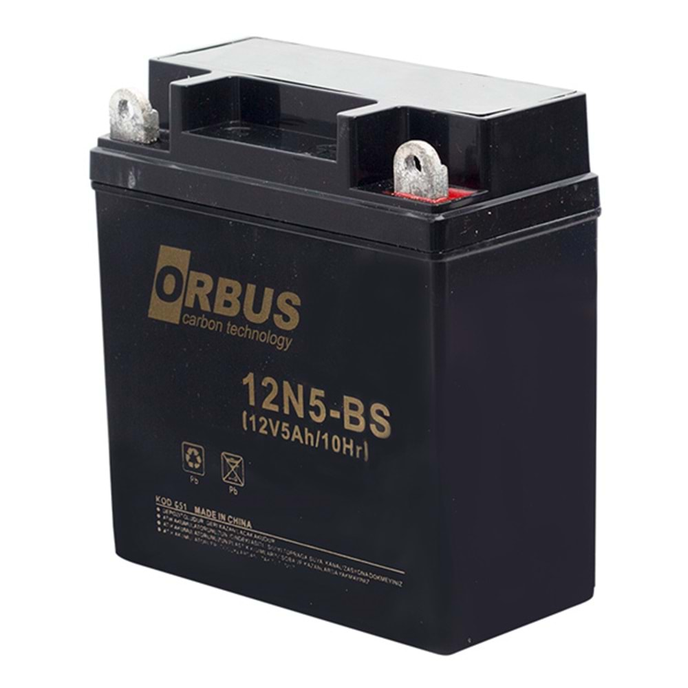 Orbus 12N5-BS 12V 5 Amper Yeni Nesil Karbon Elektrikli Bisiklet Aküsü - 18564