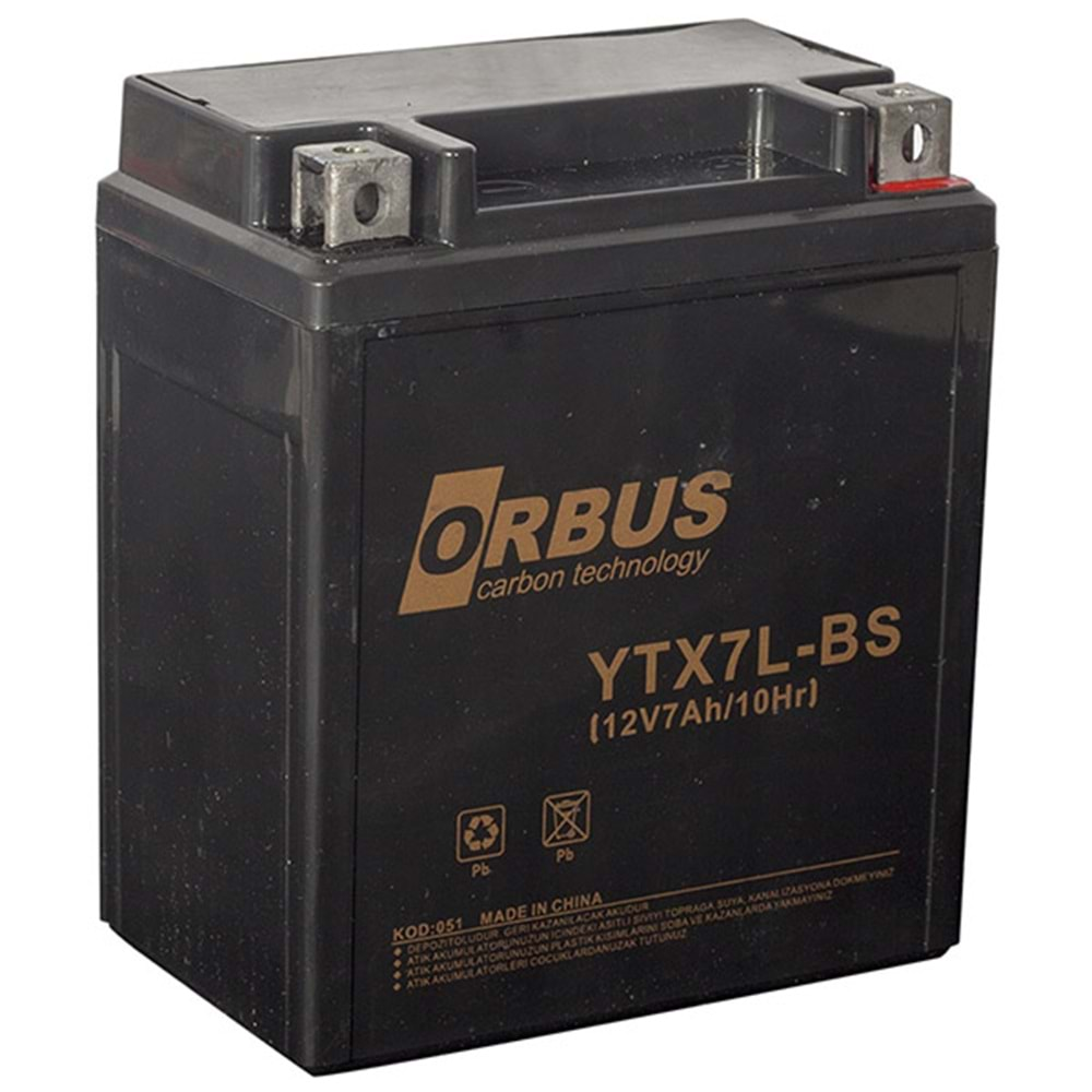 Orbus YTX7L-BS 12V 7 Amper Yeni Nesil Karbon Elektrikli Bisiklet Aküsü - 18829