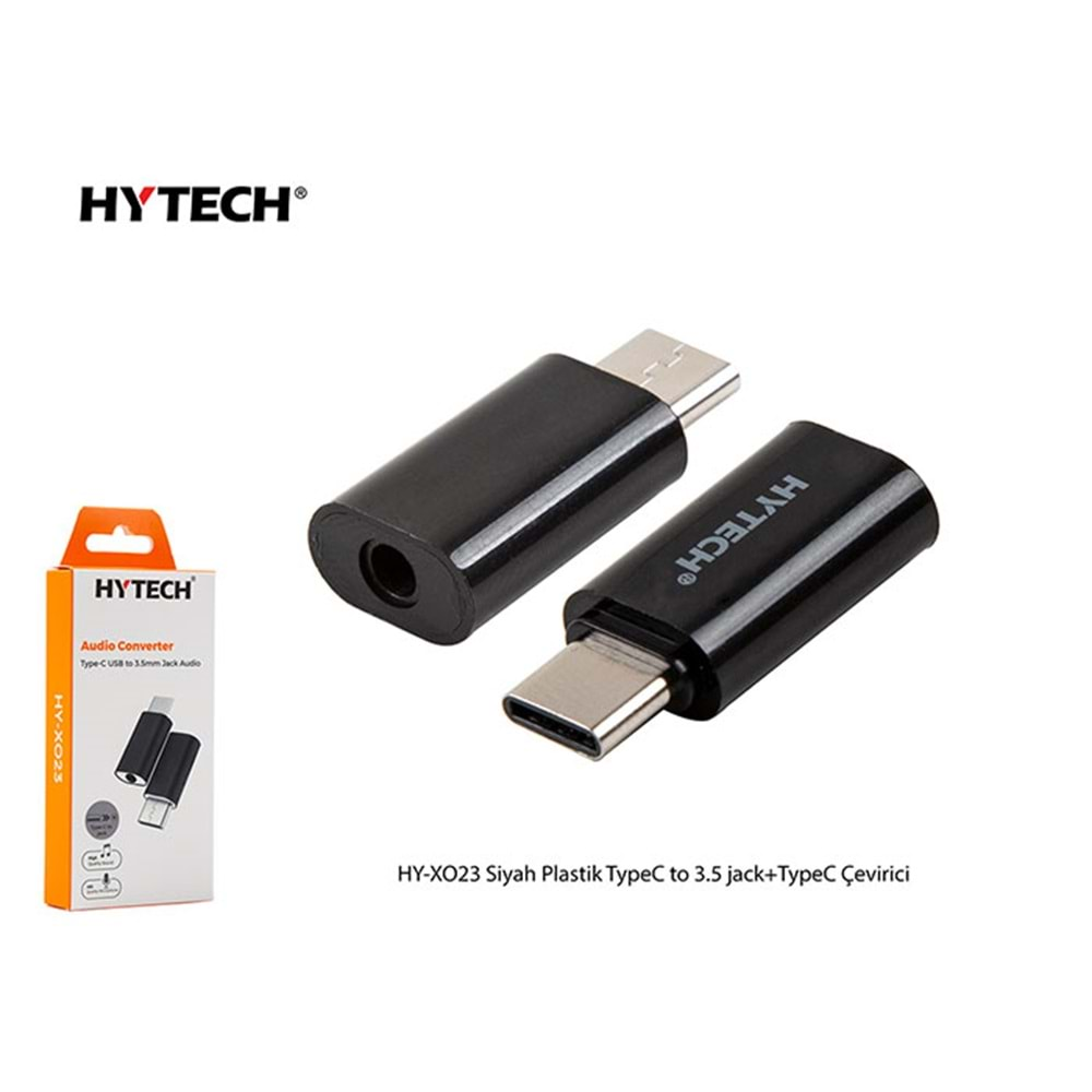 Hytech HY-XO23 Siyah Type-C to 3.5 jack+TypeC Plastik Çevirici