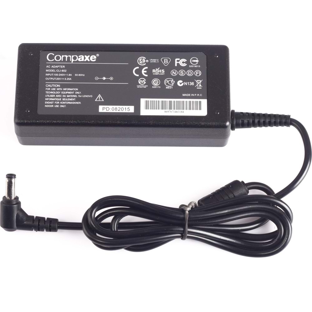 Compaxe CLI-602 Ibm 20V 3.2A Amper 5.5mm x 2.5mm Notebook Adaptörü