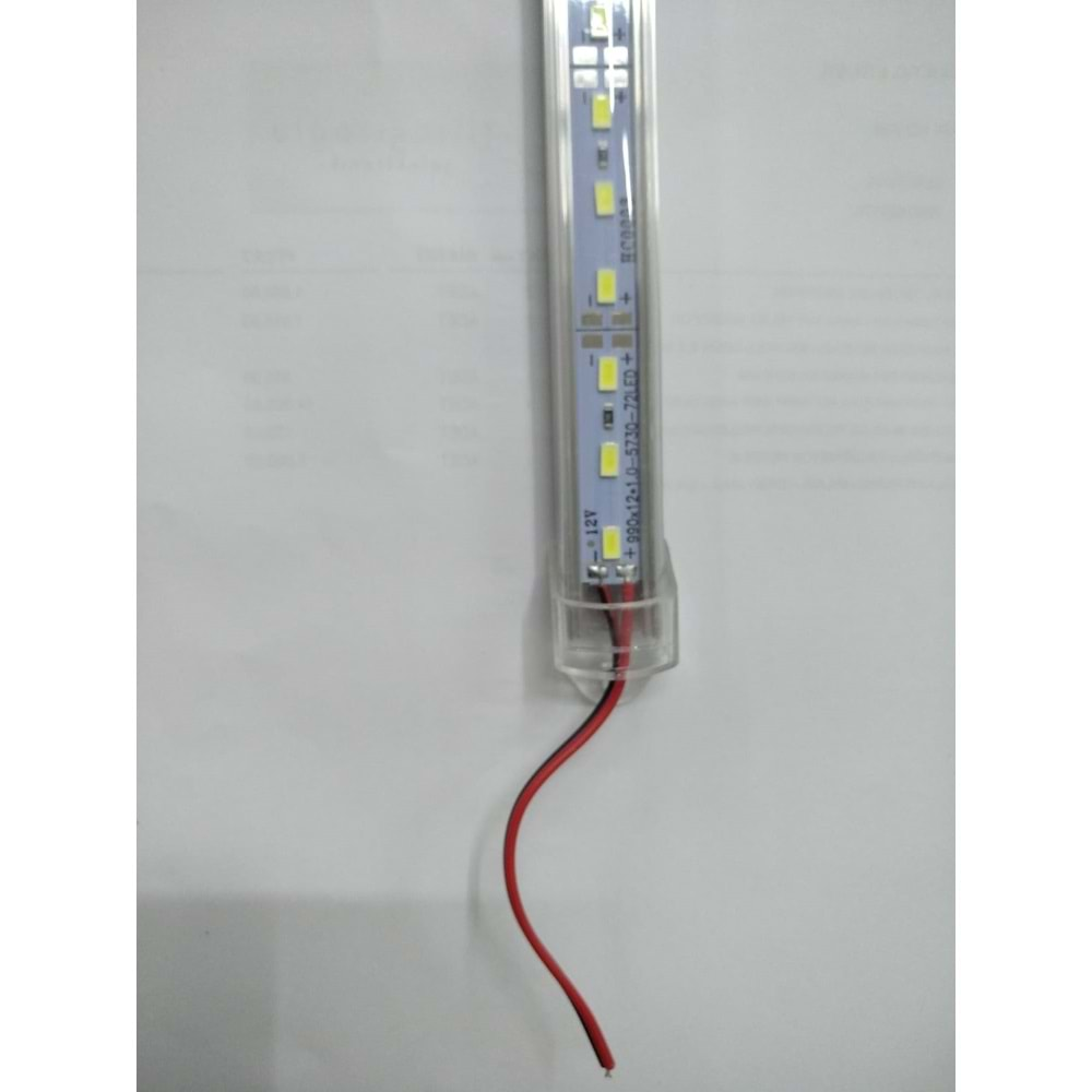 12 Volt Beyaz 5730 Smd Şeffaf Kalıplı 72 Led 1 Metre Bar Led