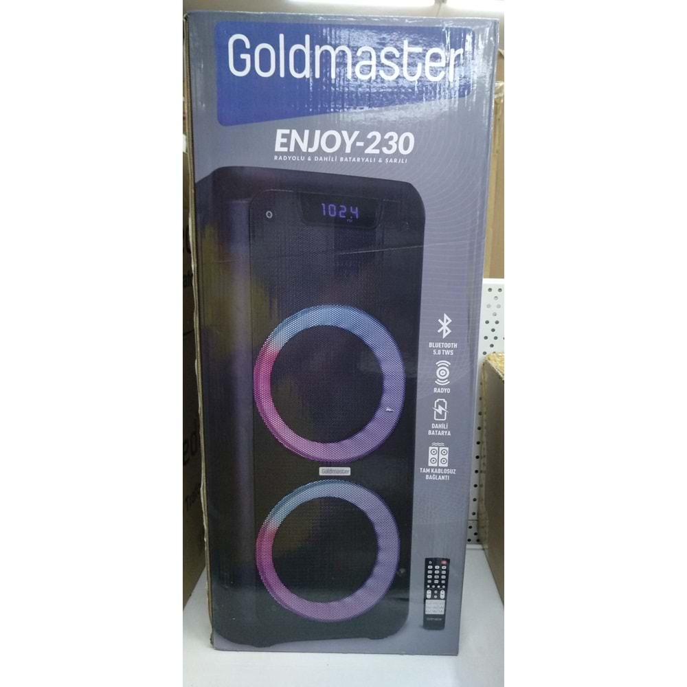 Goldmaster Enjoy-230 2x25 Watt 5.0 Tws Bluetooth+Usb+Sd+Fm+Aux+ Çift Mikrofon Girişli Radyolu Uzaktan Kumandalı Ses Sistemi