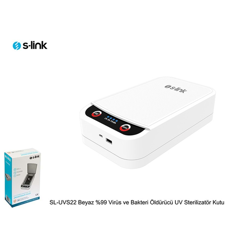 S-link SL- UVS22 Beyaz %99 Virüs ve Bakteri Öldürücü UV Sterilizatör Kutu