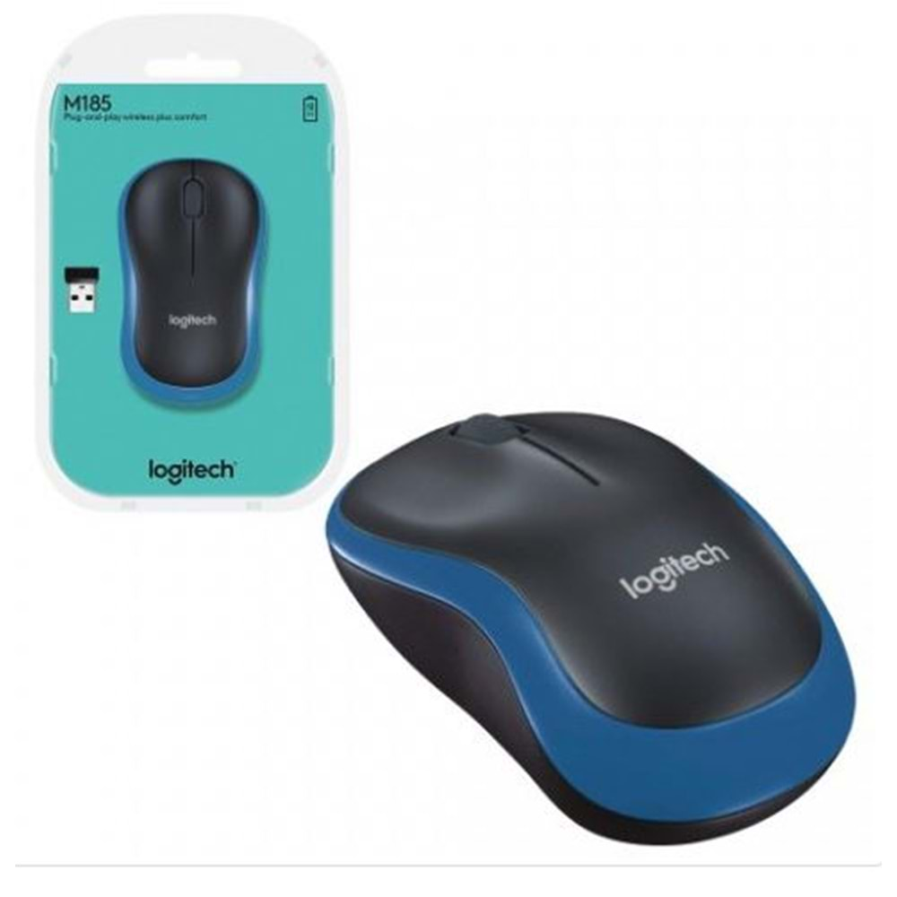 Logitech M185 Usb Alıcılı Kompakt Mavi Kablosuz Mouse - 910-002236