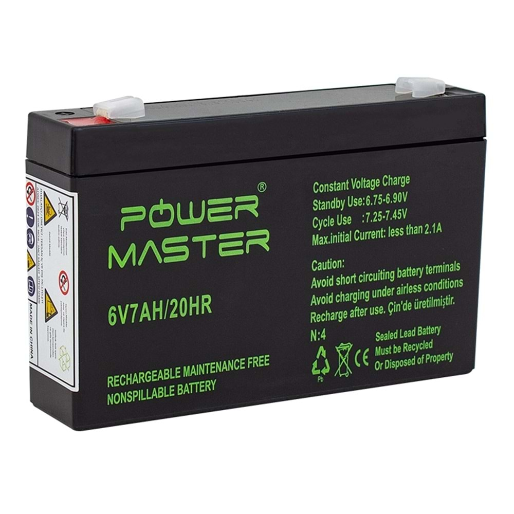 Powermaster 7823 6 Volt 7 Amper Kuru Akü (150 X 50 X 94 mm)