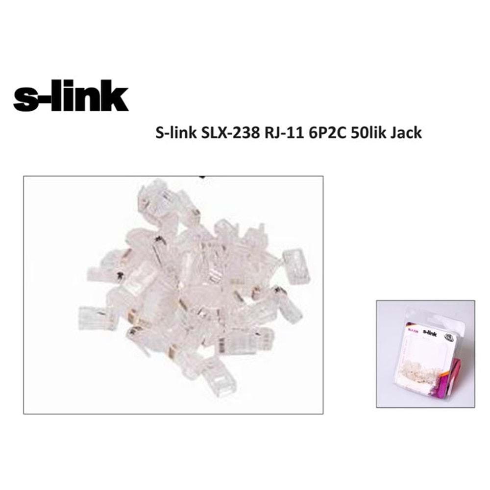 S-link SLX-238 RJ-11 6P2C 50 lik Paket Jack