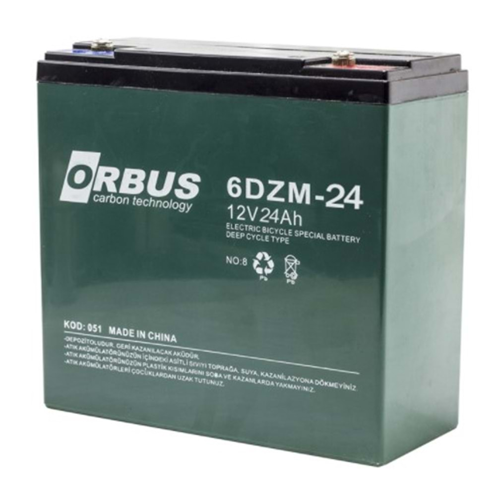 Orbus 6DZM-24 12 Volt 24 Ah Jel Elektrikli Bisiklet Aküsü - 31466