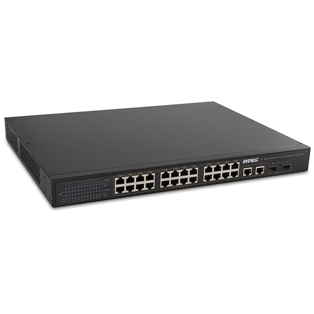 Everest ESW-2426PA-450G 24Port 2x Uplink 2x SFP Fiber 802.3af/at 450W Full Gigabit PoE Ethernet Switch