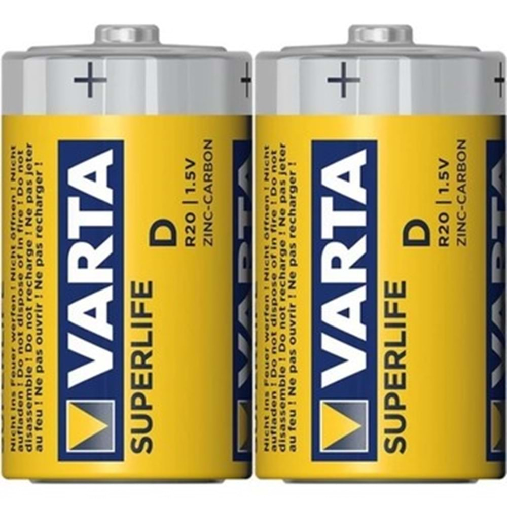 Varta Superlife R20 D Büyük Boy Pil - 2 Li Paket Halinde