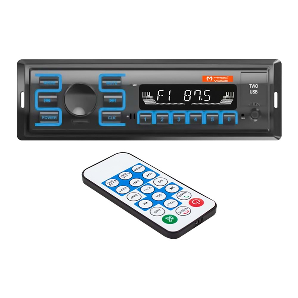 Magicvoice MV-5417 Çift Usb+Sd+Fm+Aux+Bluetooth 4 x 55 Watt Kumandalı Mekaniksiz Oto Teyp