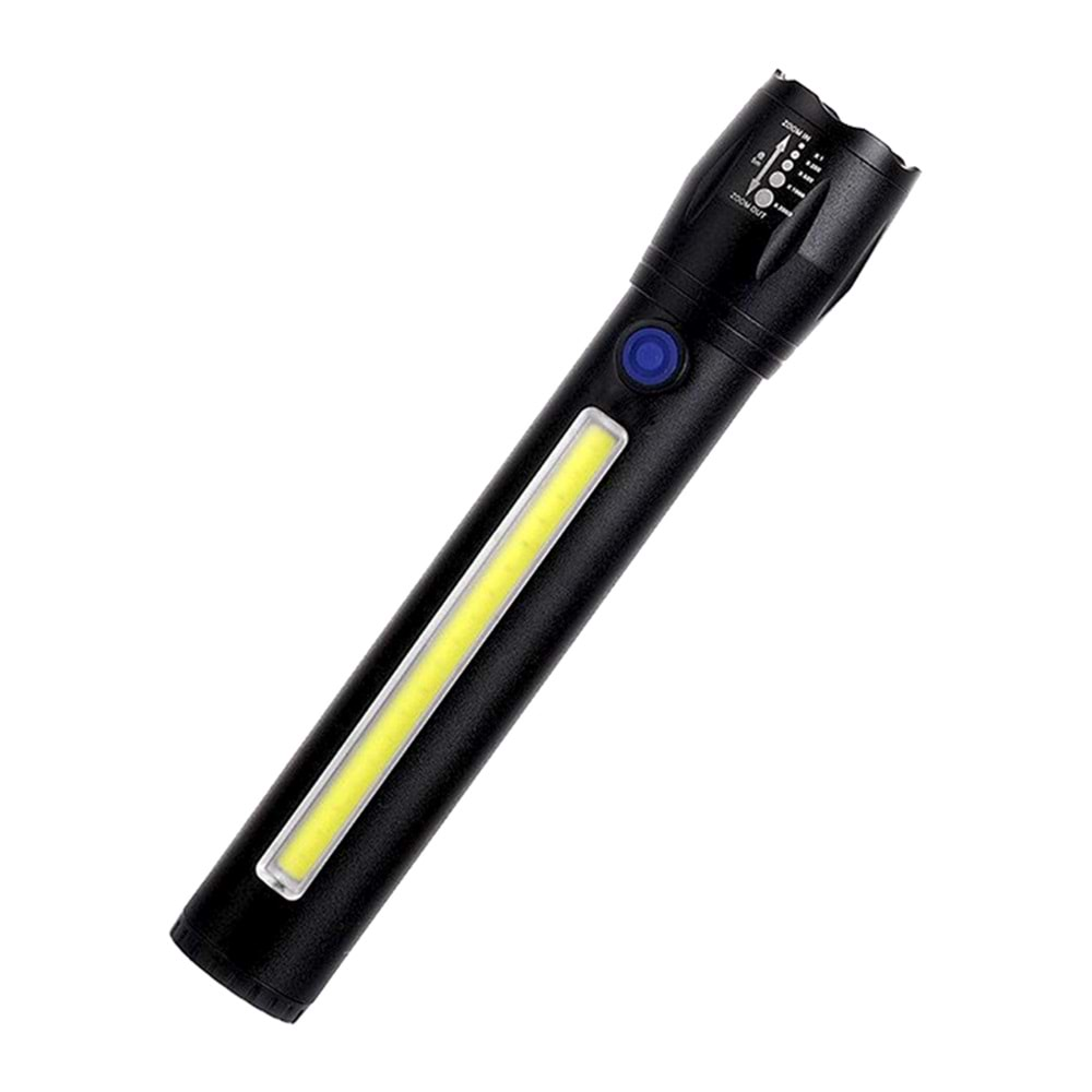 Powermaster PM-14621 Metal Flashlight Cob Power Ledli Şarjlı El Feneri