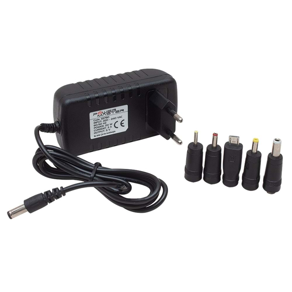 Powermaster PM-33780 5 Volt 3 Amper 15 Watt 5 Uçlu Universal Çok Amaçlı Adaptör