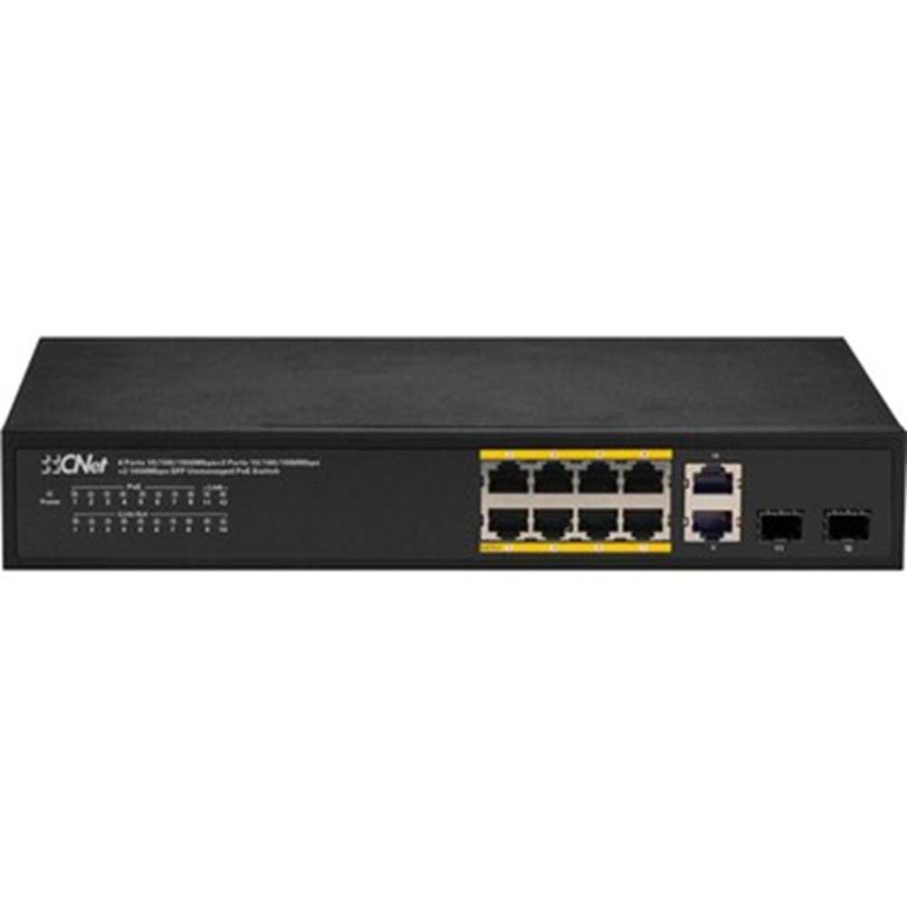 Cnet CGS8002GSP 8+2+2 8 Port 10/100/1000 PoE, 2xRJ45, 2xSFP 120W Gigabit PoE Switch