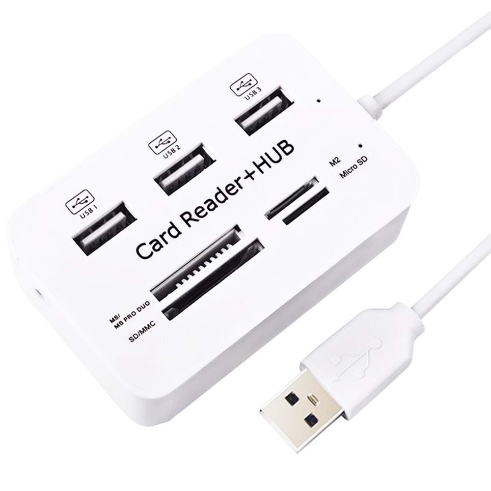 Powermaster PM-6052 3 Port 2.0 Usb Çoklayıcı Hub + 4 Slot Kart Okuyucu