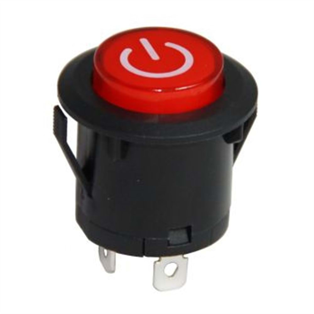 IC-180F 26mm Kalıcı Ledli Rocker Buton 'Power' Simgeli 3P