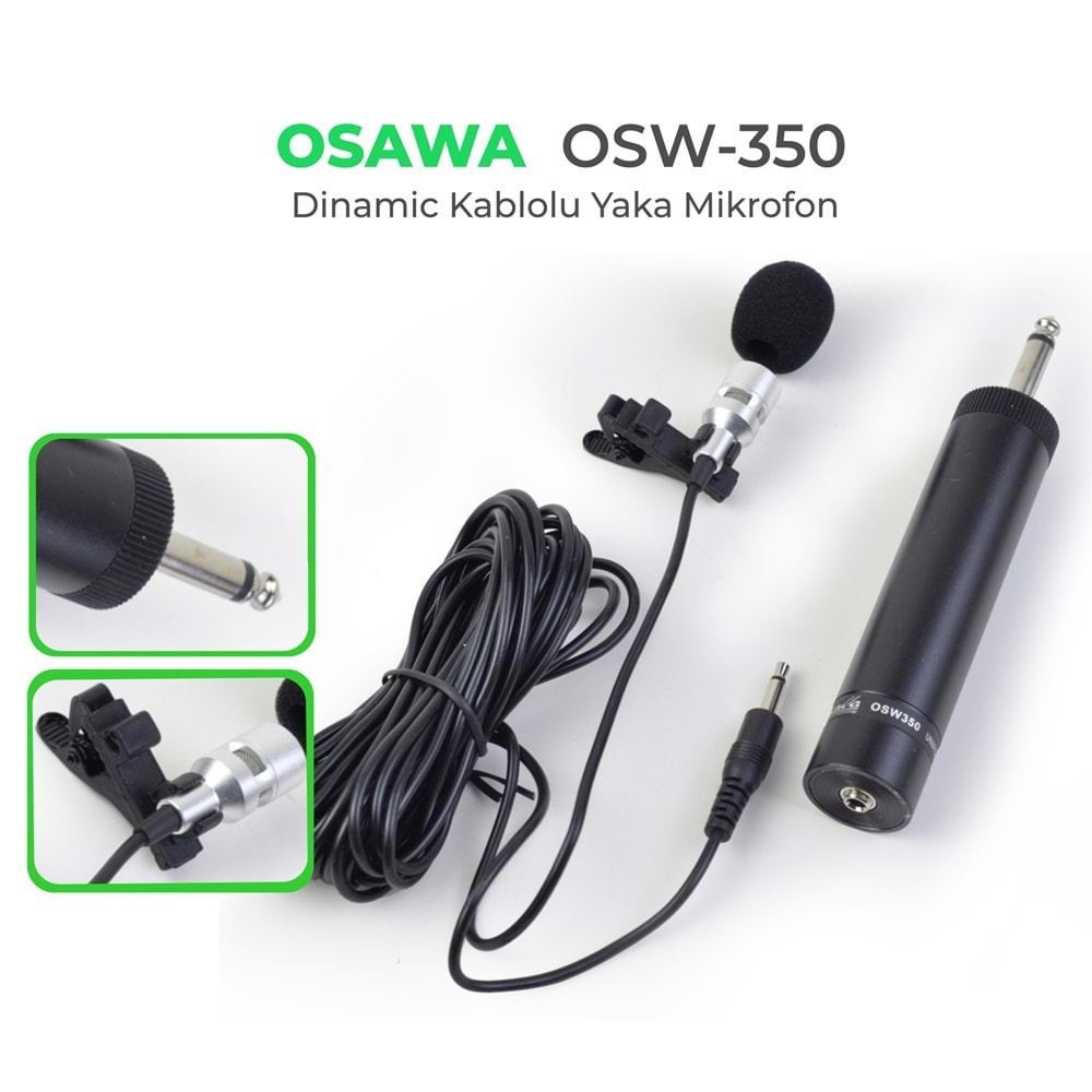 Osawa OSW-350 1000 Ohm 6 Metre Dinamik Kablolu Yaka Mikrofonu