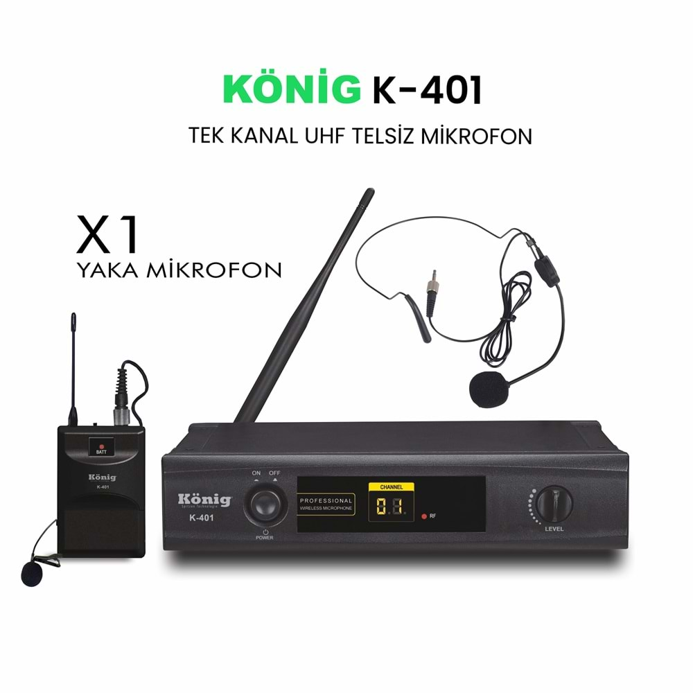 König K-401Y UHF Yaka Tek Kanal Telsiz Mikrofon