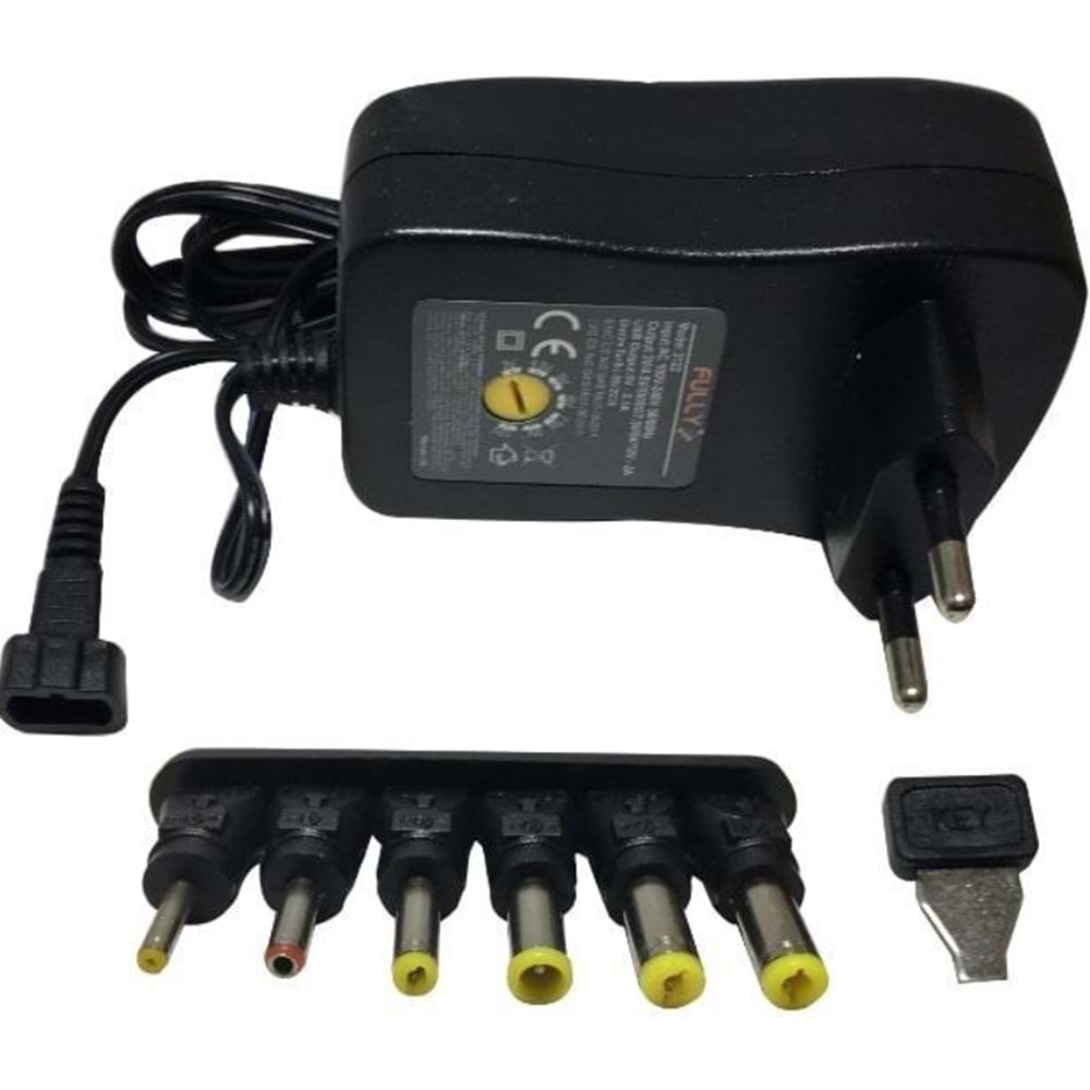 Fully O3121 3-12 Volt 1 Amper Çok Uçlu Kademeli Plastik Kasa Adaptör