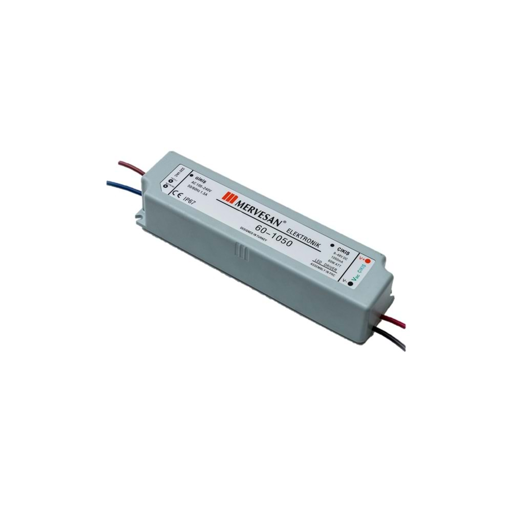 Mervesan MTD-60-1050 60W 1050 mA IP67 Sabit Akım Led Driver