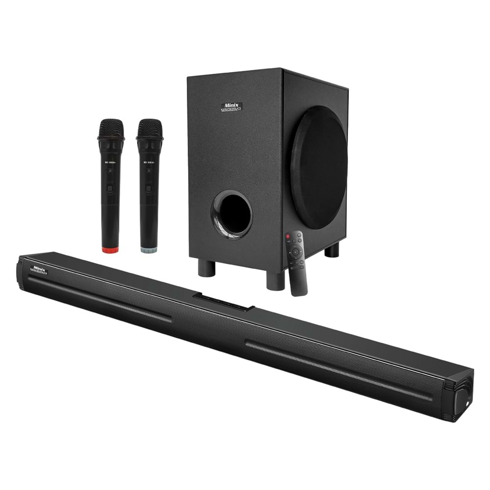 Next Minix MX-906N+ 90 Watt RMS Led Gösterge Optik Giriş 2 Adet Kablosuz Mikrafon 2.1 Stereo Soundbar Ses Sistemi