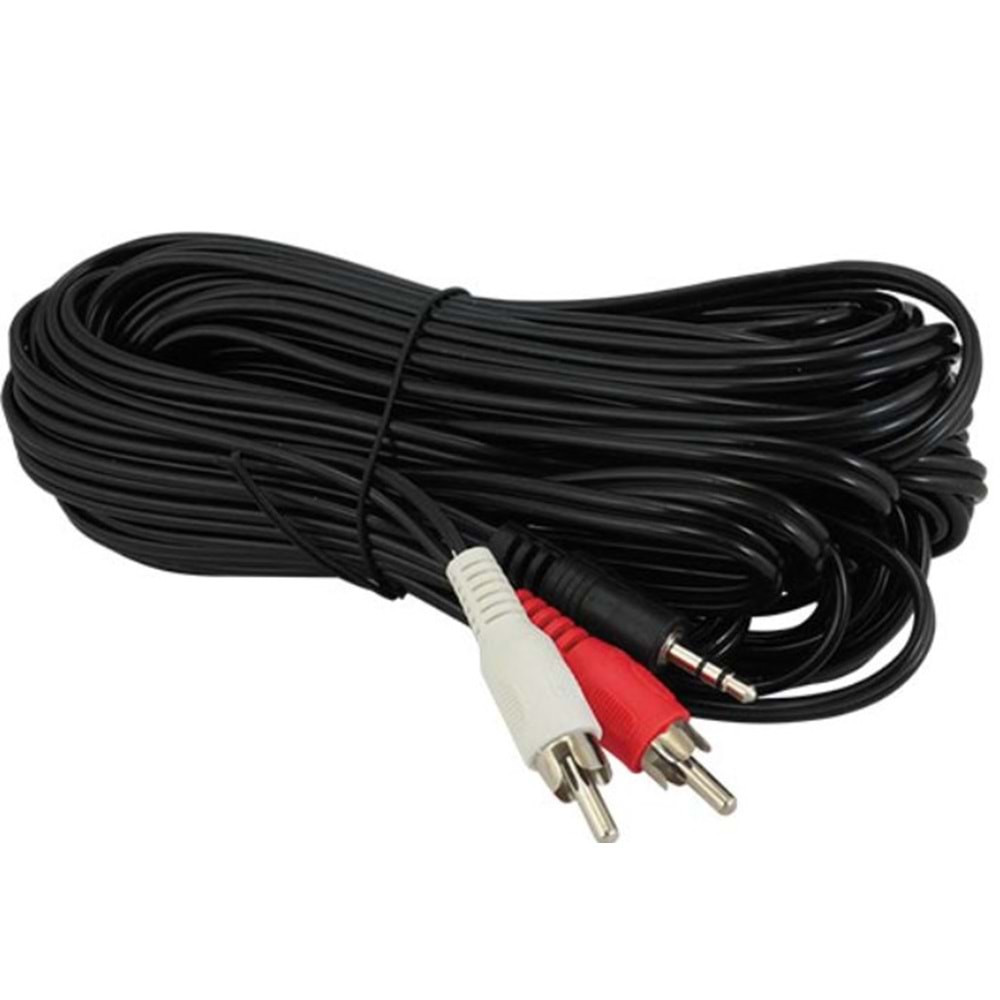 Powermaster 1841 2Rca Erkek+3.5mm Stereo Erkek 10 Metre Ses Kablosu