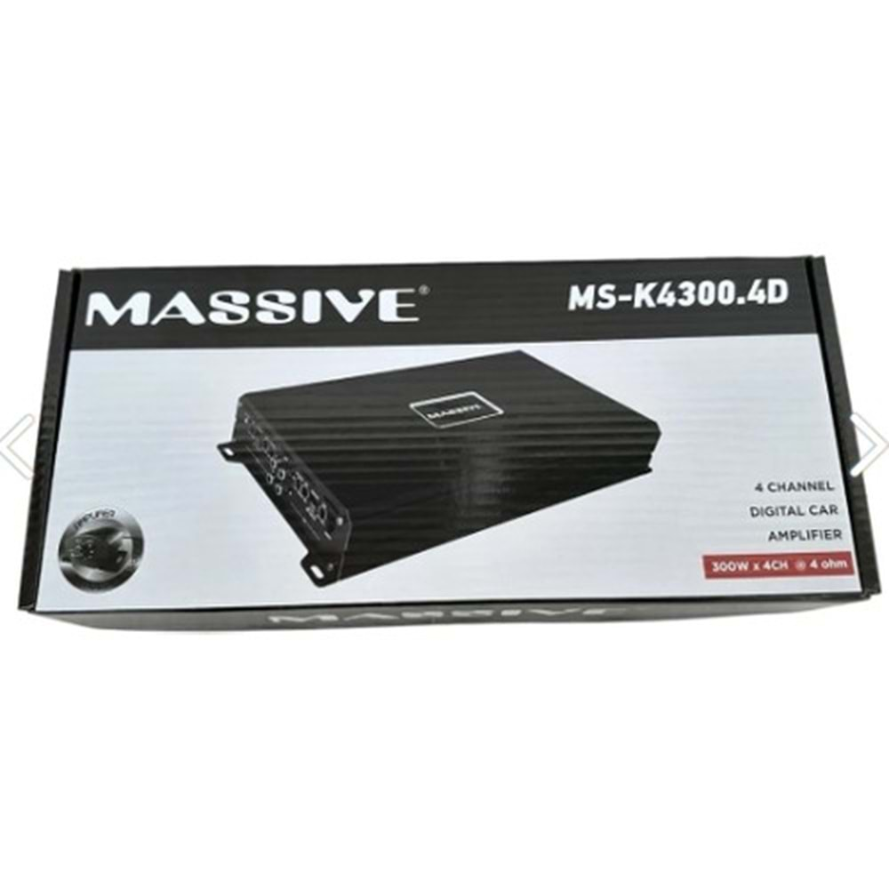 Massive MS-K4300.4D 4 x 300W Rms Profesyonel 4 Kanal Oto Amfi