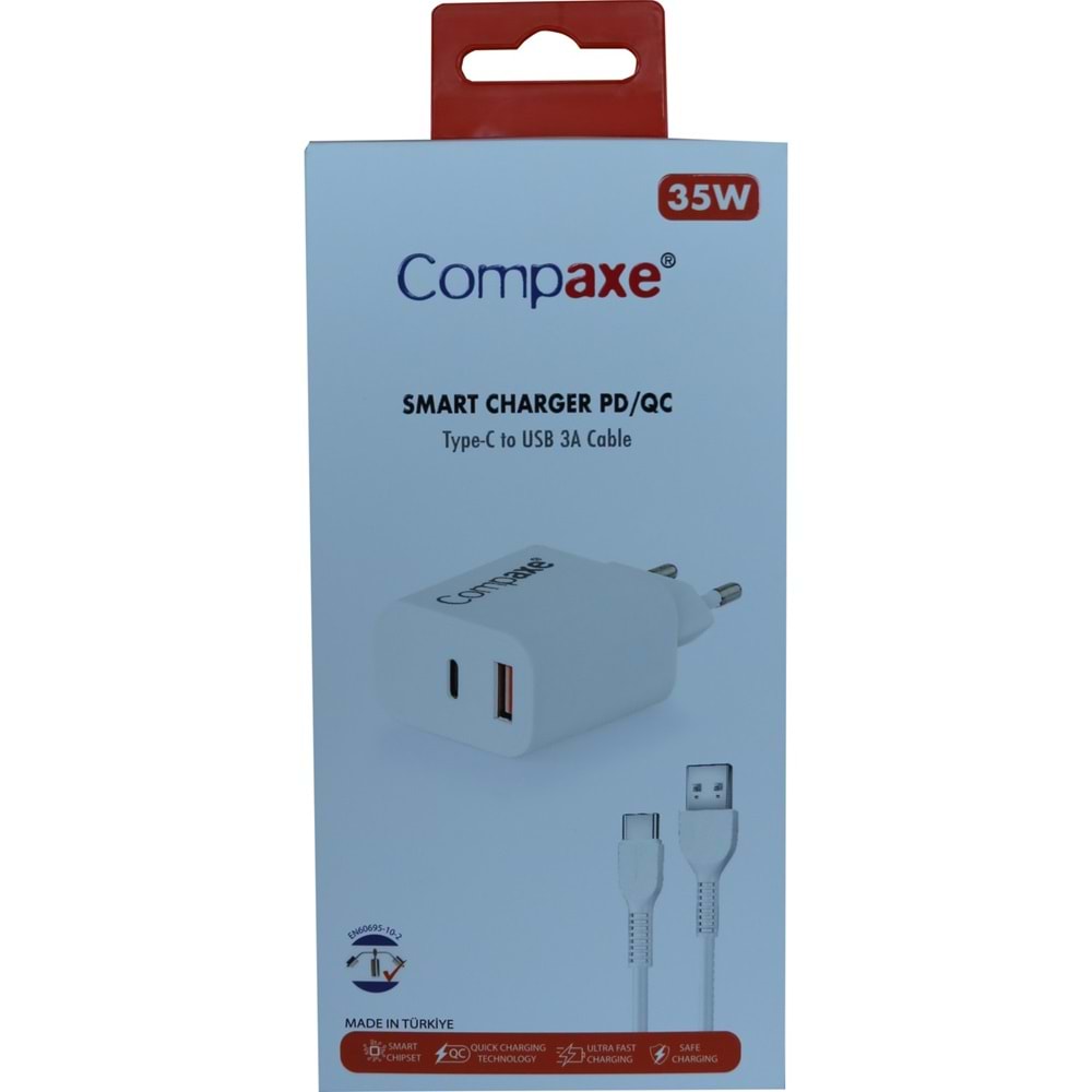 Compaxe CTA-200CA 5 Volt 3 Amper Type-C Şarj Hızlı Şarj Adaptör 20 Watt Gerçek Değer
