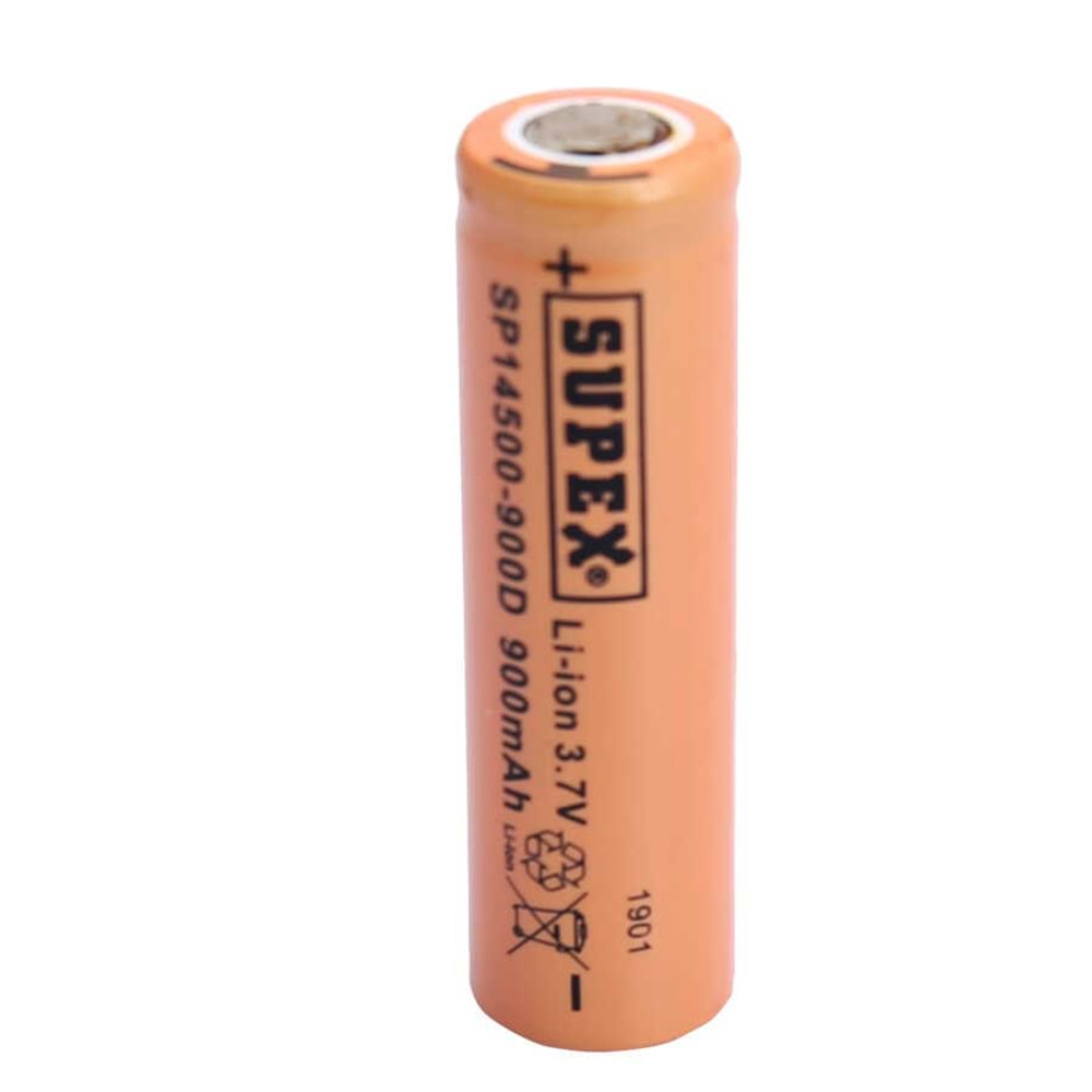 Supex SP14500-900D 3.7 Volt 900 mAh Düz Kafa Şarj Edilebilir Pil