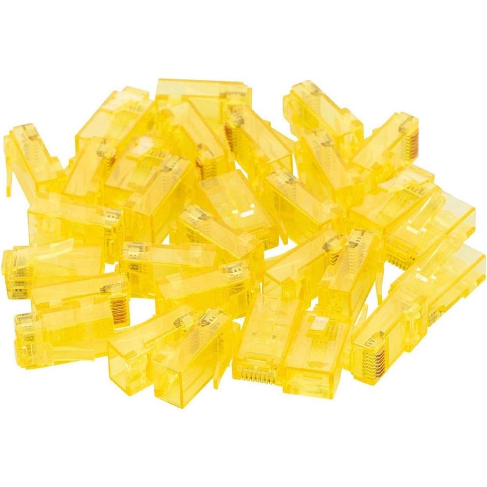 Powermaster PM-22700 RJ45 RJ45 CAT6 8P/8C Sarı Soket (100'LÜ PAKET) 100 Lü Paket Halinde