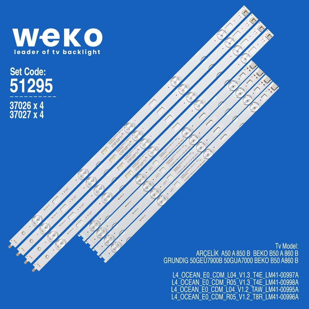 Weko WKSET-6295 37026X4 37027X4 SE50D09L/R-ZC22AG-03 8 ADET-=(A50 850 B)=(B50 A 860 B)=(50GEU7900B)=(50GUA7000)=(B50 A860 B)=