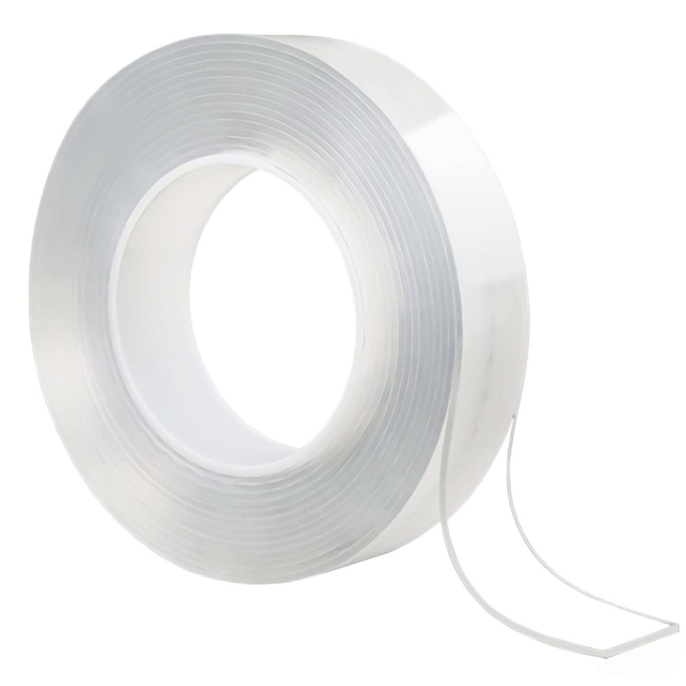 Powermaster 24358 1MM*2CM 3 Metre Çift Taraflı Nano Teknoloji Şeffaf Bant