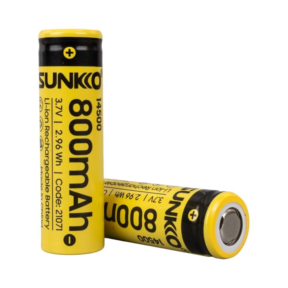 Sunkko 21071 3.7 Volt 800 Mah 14500 Şarj Edilebilir Pil - 2 Li Paket Halinde