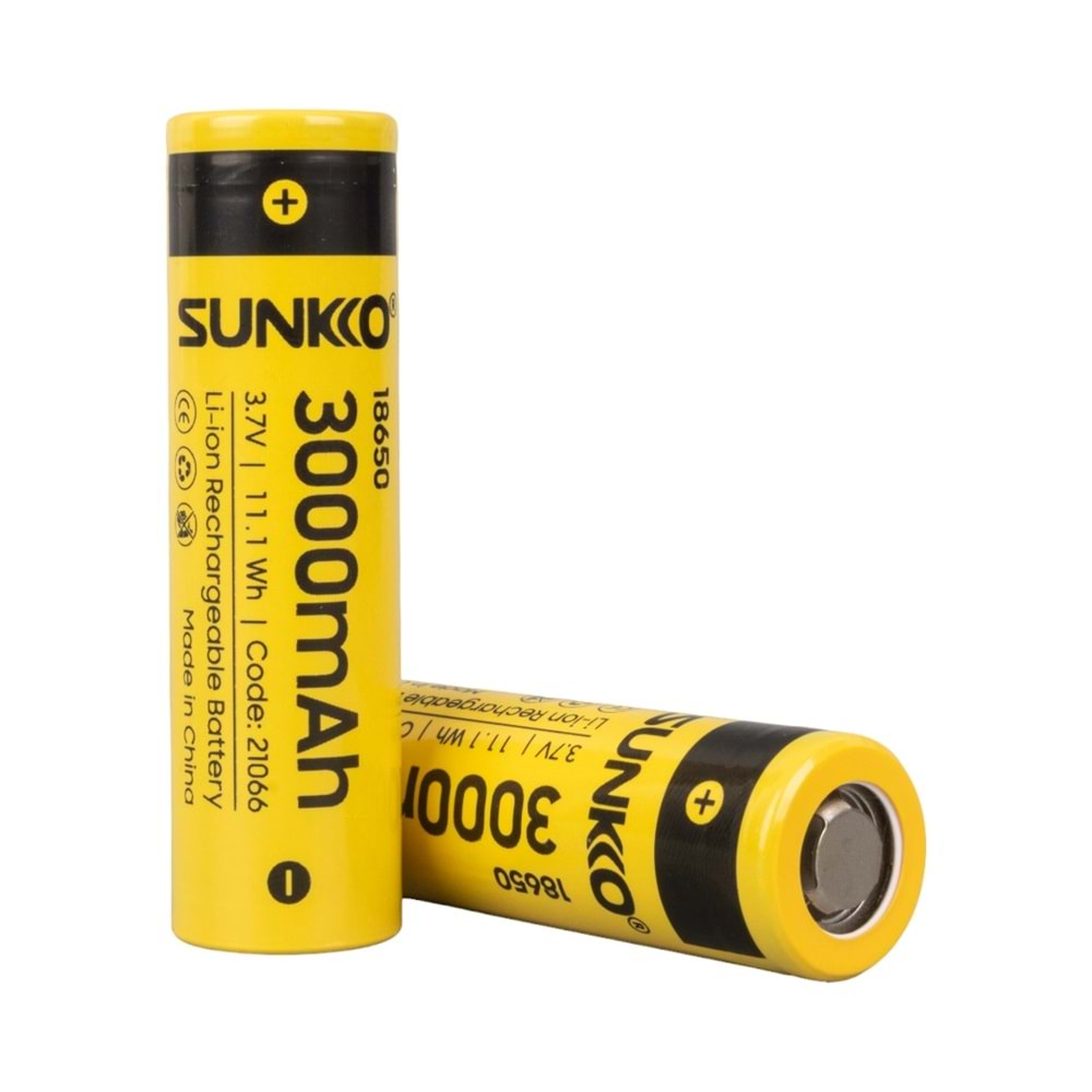 Sunkko 21066 3.7 Volt 3000 Mah 18650 Şarj Edilebilir Pil