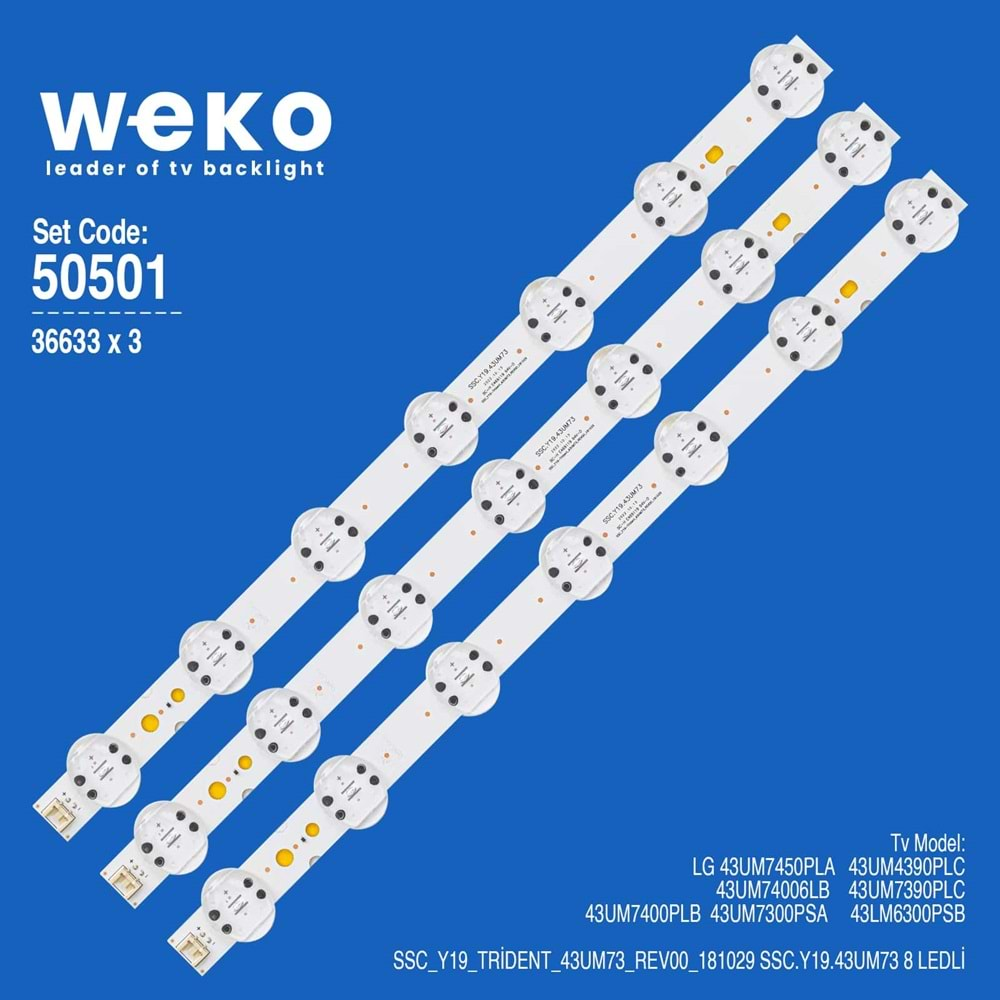 Weko WKSET-5501 36633X3 SSC_Y19_TRİDENT_43UM73_REV00_181029 3 ADET LED BAR