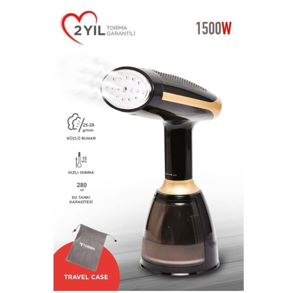 Torima KY003 Siyah Buharlı1500W Taşınabilir Seyahat Boy Dikey Ütü