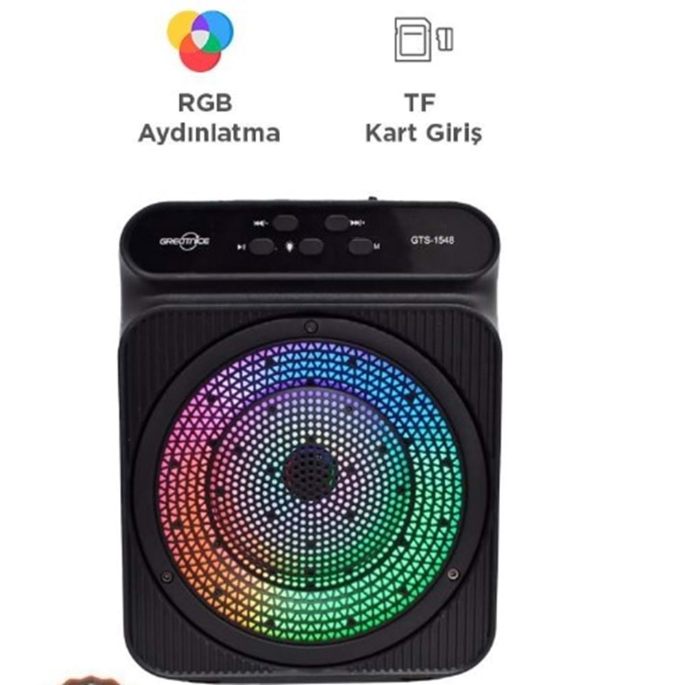 Torima GTS1548 8W 4'' Extra Bass RGB Işıklı Bluetooth Hoparlör FM Radyo USB TF AUX Destekli Speaker