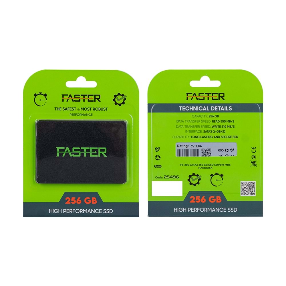 Faster FS-256 Sata3 256 GB SSD 550/510 Mb/s Harddisk