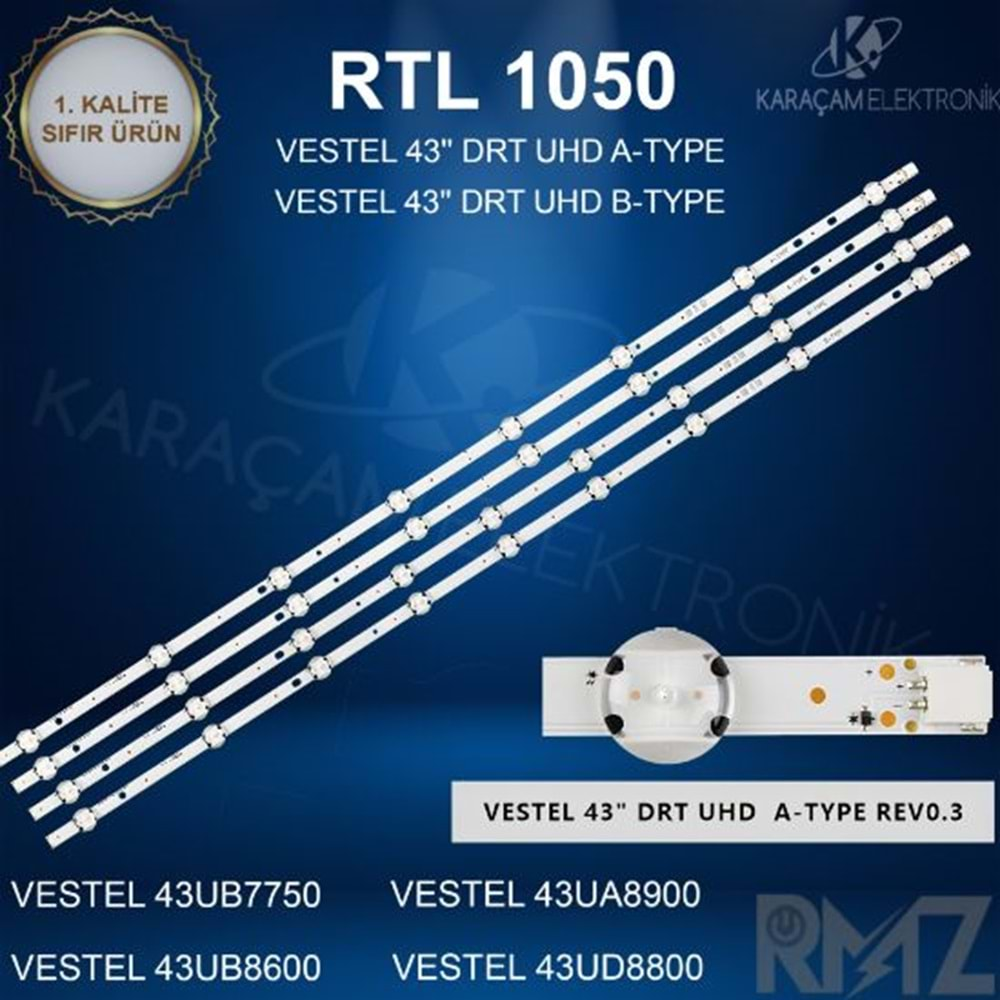 RTL-1050(SET-2101) Vestel 43 /VESTEL 43UA8900 LED BAR,VESTEL 43UA8600 LED BAR,TOSHIBA 43U6763DAT LED BAR,REGAL 43R6010U LED BAR,HI-LEVEL 43UHL910 LED BAR,PHİLİPS 43PUS6031/12 LED BAR