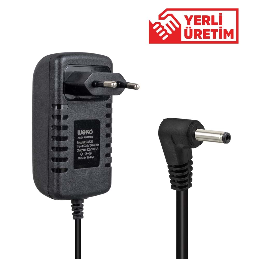 Weko 23721 12 Volt 3 Amper 4.0x1.7 mm Uçlu Plastik Vera Yazar Kasa Pos Adaptör
